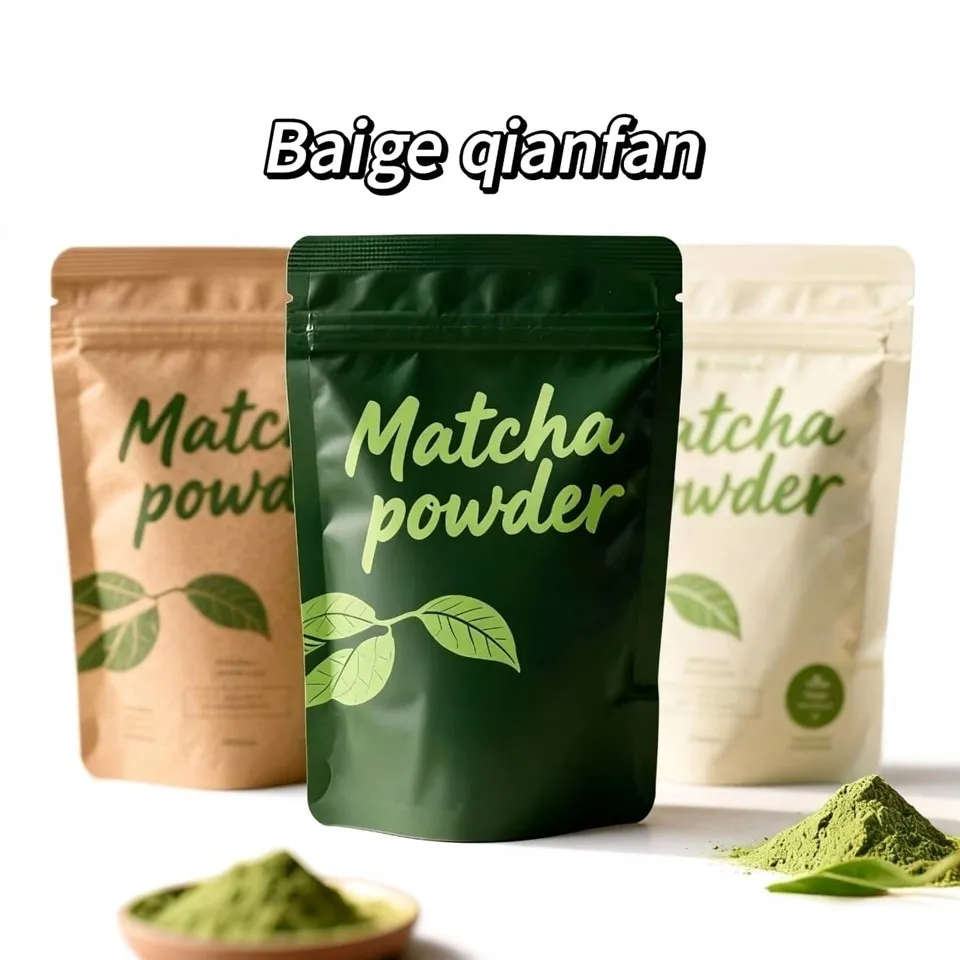 „Matcha“ miltelių pakavimo maišelis su užtrauktuku