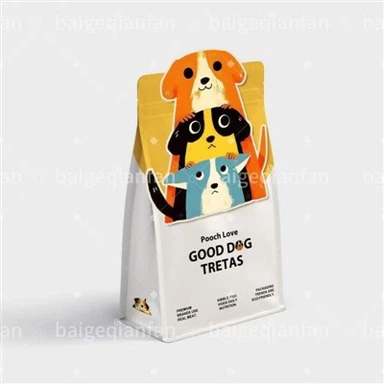 Pagal užsakymą atspausdintas plastikinis užtrauktukas plokščias dugnas, šunų maisto pakuotės naminių gyvūnėlių ėdalo krepšys